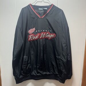 Detroit Red Wings Pro Edge Black V-Neck Windbreaker w/ Pockets Size XL